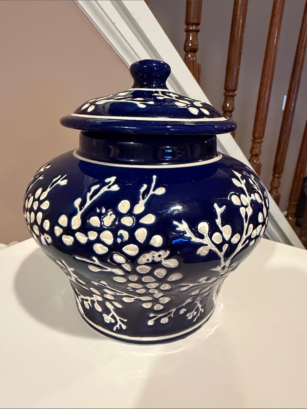 Blue and White Ceramic Ginger Jar - Picture 3 of 8